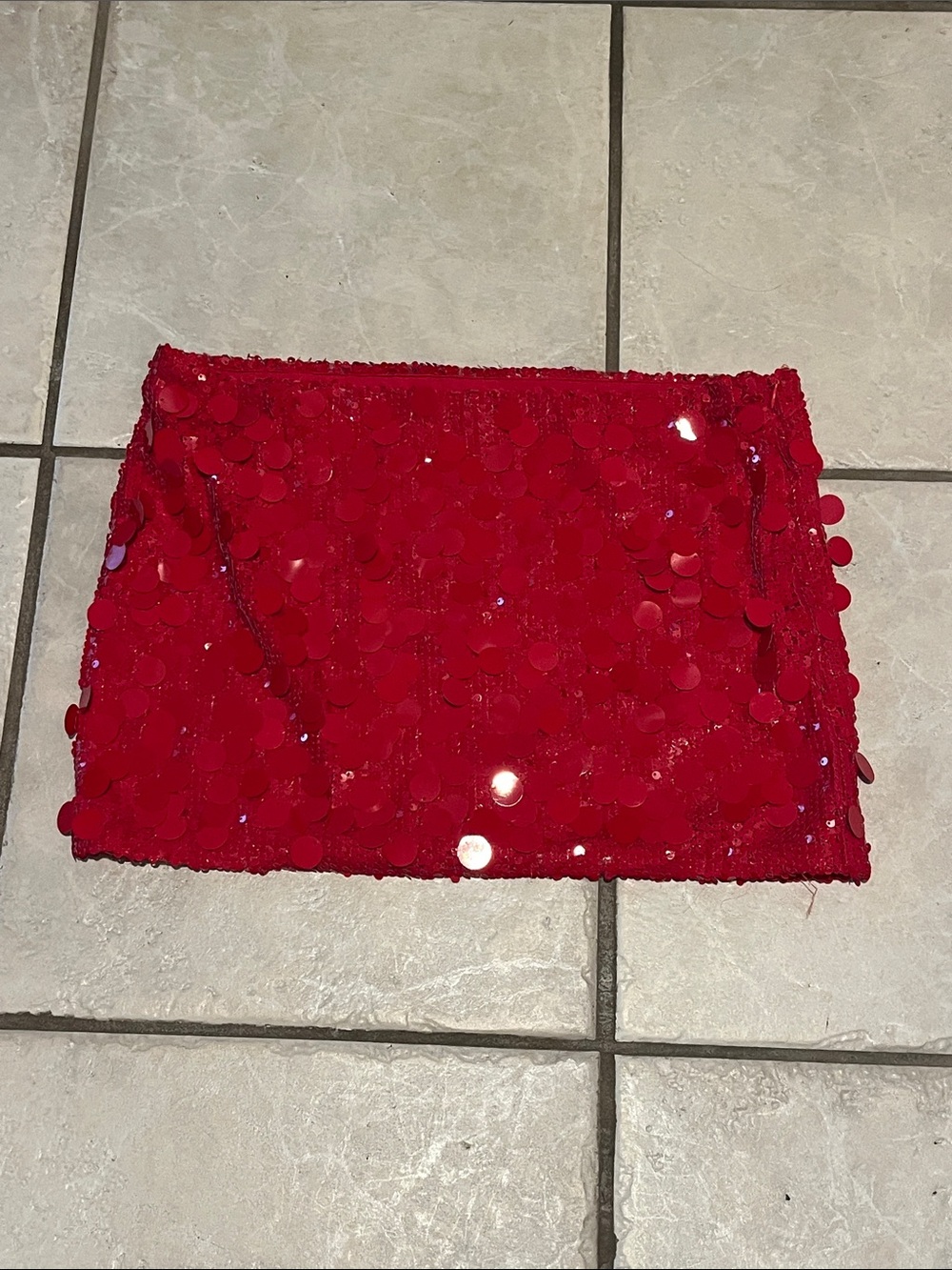 Edikted Red Sequin Mini Skirt